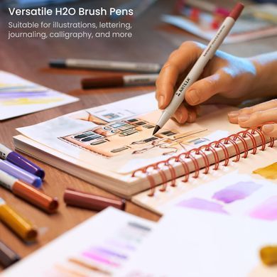 Профессиональные ручки Arteza Watercolor Pens EverBlend H2O 12 шт с гибкими наконечниками кисти (&lrm;ARTZ-2147)