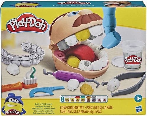 Игровой набор Play-Doh Drill 'n Fill Dentist Мистер Зубастик с золотыми зубами (F1259)