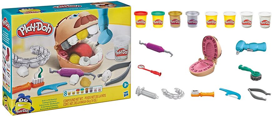 Игровой набор Play-Doh Drill 'n Fill Dentist Мистер Зубастик с золотыми зубами (F1259)