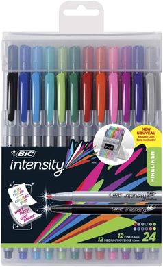 Ручки лайнери та маркери BIC Intensity Fine/Medium Fineliner Marker Pen 24 шт (FPIXP241-AST)