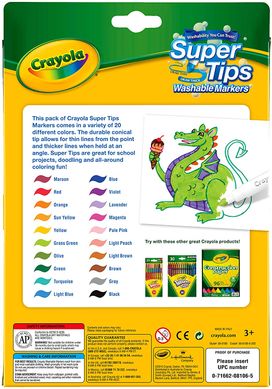 Набір фломастерів Crayola Super Tips Markers, Washable Markers Маркерів 20 штук (588106)