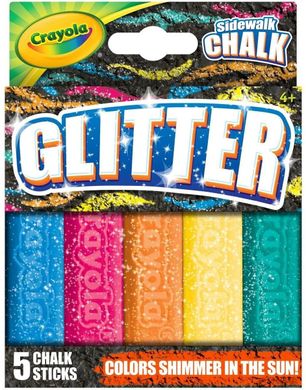 Крейда 5 шт Crayola Outdoor Chalk, Glitter Sidewalk для малювання на асвальті, мольберті (03-5804)