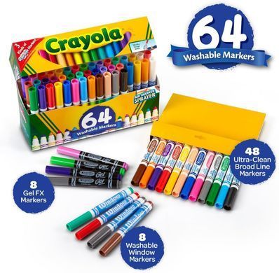 Набір фломастерів Crayola Washable Broad Line Markers 64 штук (071662081805)