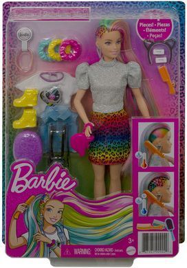 Кукла Barbie Leopard Rainbow Радужный леопард Блондинка (GRN81)