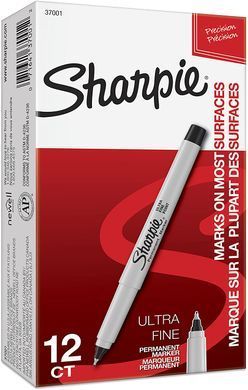 Маркеры перманентные лайнеры Sharpie Permanent Markers, Ultra Fine Point Черный 12 шт.  (&lrm;37001)