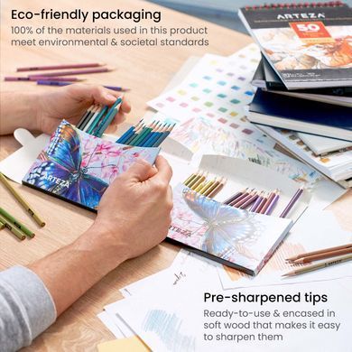 Набір кольорових олівців Arteza Metallic Colored Pencils 50 штук Металік (68-0050)
